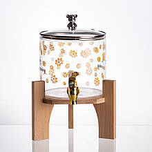 Лимонадниця з краном на дерев'яній підставці 2.6 л скляна лимонадниця диспенсер для напоїв HP-34-16