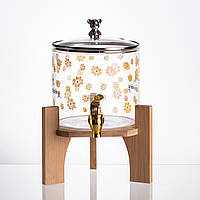 Лимонадниця з краном на дерев'яній підставці 2.6 л скляна HP-34-16