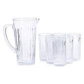 Глечик 1.2 літра зі склянками 6 штук по 320 мл графин для компоту соку води лимонаду HP-19-5