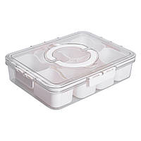 Контейнер для їжі з 8 відсіками 31х24х7 см судок для їжі пластиковий 2.5 л Білий HP-27-3