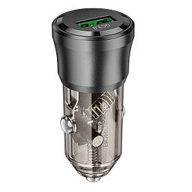 Автомобільний зарядний пристрій BOROFONE BZ23 Noble single-port QC3.0 car charger Transparent Black yL.