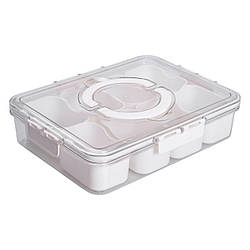 Контейнер для їжі з 8 відсіками 31х24х7 см судок для їжі пластиковий 2.5 л Білий HP-27-3