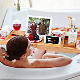 Розсувний бамбуковий піднос полиця на ванну Ruhhy 9710, фото 7