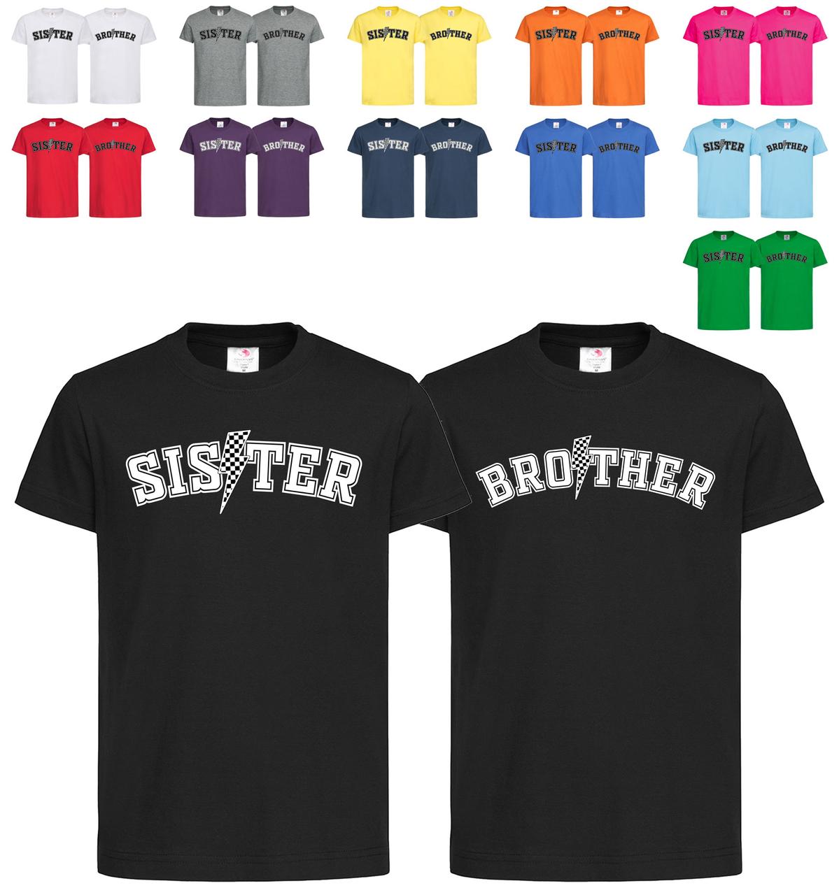 Парні чорні дитячі футболки З написом для брата і сестри (8-2-9), фото 1