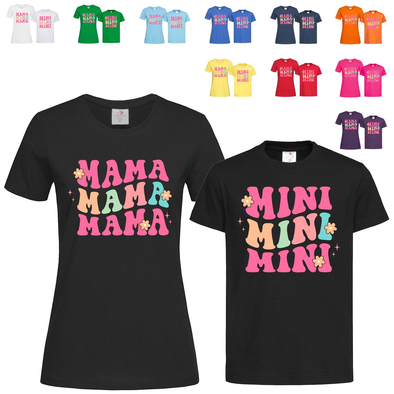 Парні чорні жіноча та дитяча футболки З друком для мами і доньки (8-3-11), фото 1