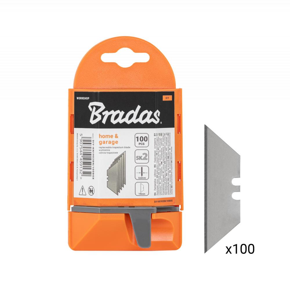 Змінні трапецієподібні леза 19 мм NEUTRAL в
пластиковому магазині з подачею, 100 шт., DIY-KN1902BN/100BOX, фото 1