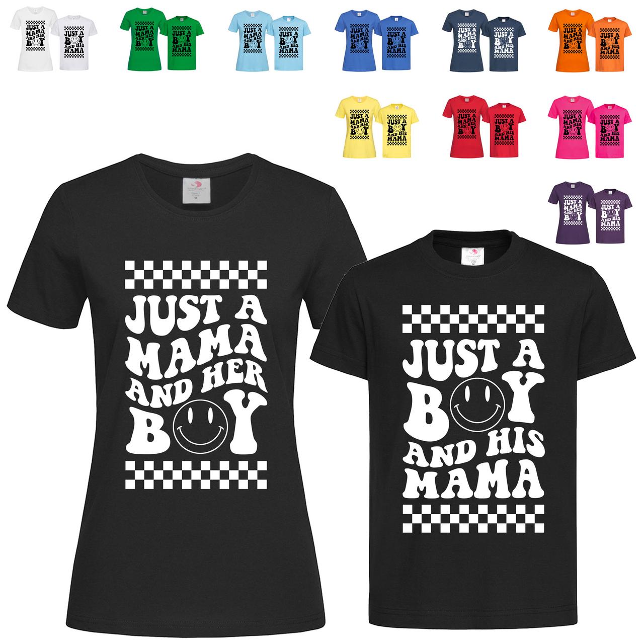 Парні чорні жіноча та дитяча футболки З принтом для мами і сина (8-4-7), фото 1