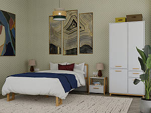 Сучасний підлітковий спальний гарнітур білий у дитячу кімнату для дівчинки хлопчика ДСП Стека ВМВ Холдинг