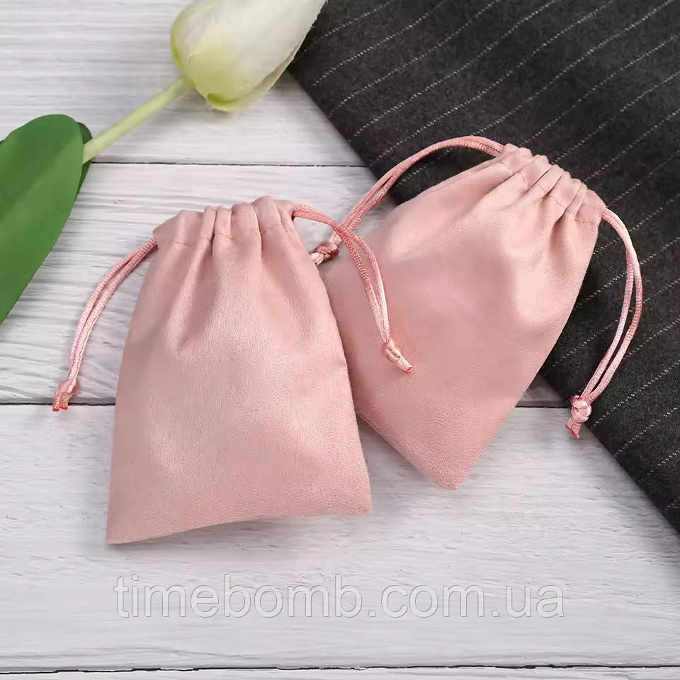 Подарунковий мішечок з фланелі 7 х 9 см рожевий