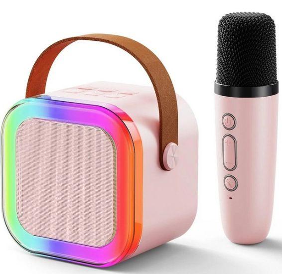 Колонка портативна Bluetooth K12 5W з мікрофоном зі світлодіодним підсвічуванням Рожевий