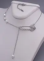 Намисто металеве з пластиковими кульками з елементами зі скла