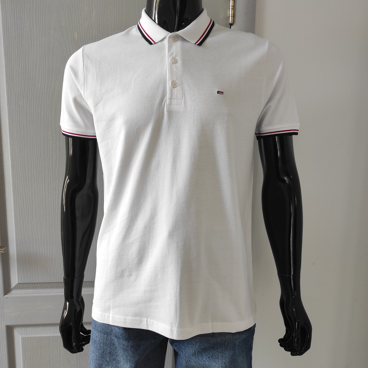 Футболка поло чоловіча біла короткий рукав бавовна літо, фото 1