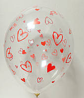 007 Латексна кулька з малюнком Серце червоний прозорий 12" 30см Belbal ТМ "Star"