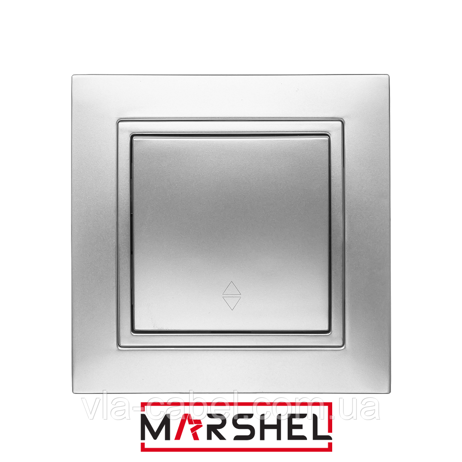 Вимикач одноклав. прохідний (2 напрямки) серія "ELEGANT SILVER" ТМ"MARSHEL", фото 1