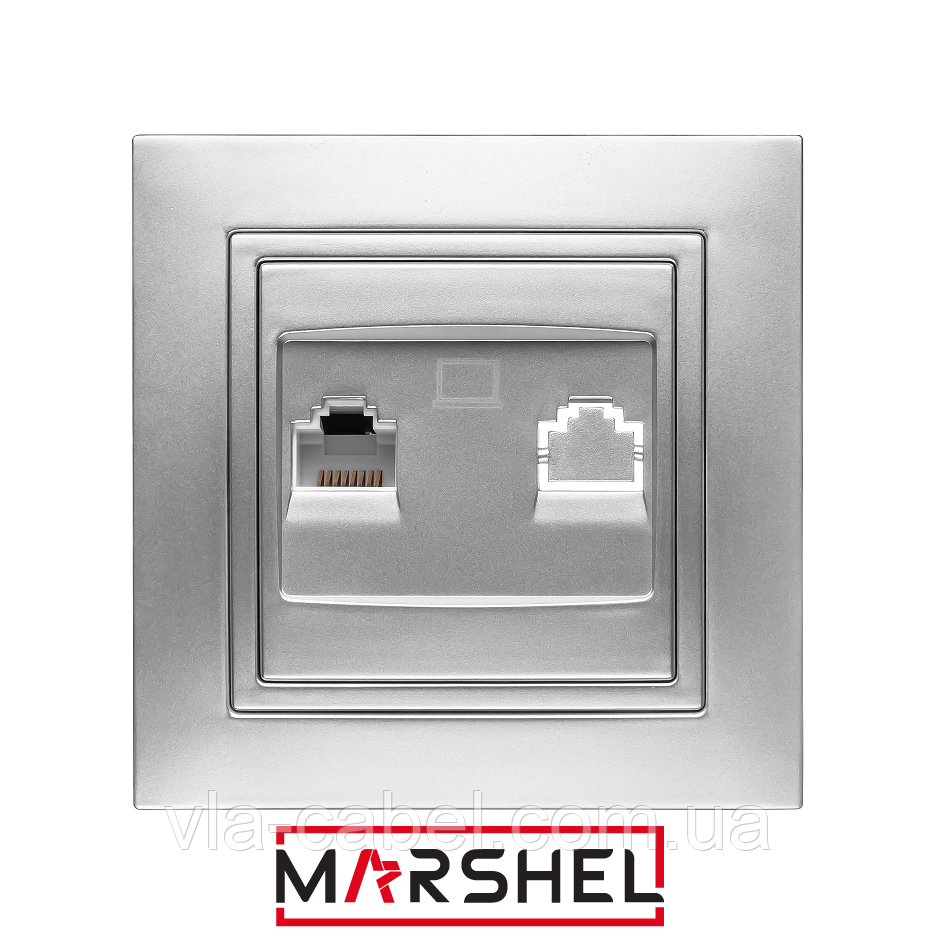 Розетка комп'ютерна серія "ELEGANT SILVER" ТМ"MARSHEL", фото 1