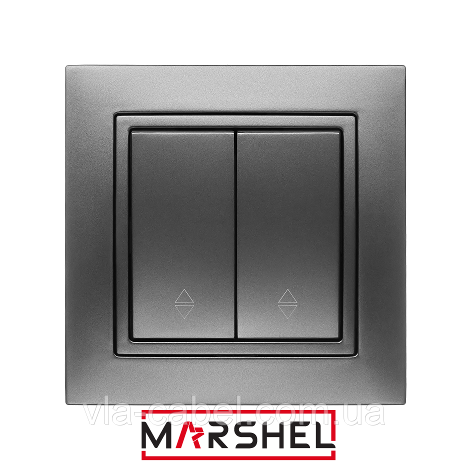 Вимикач двоклавішний прохідний серія "ELEGANT GRAFFITE" ТМ"MARSHEL", фото 1