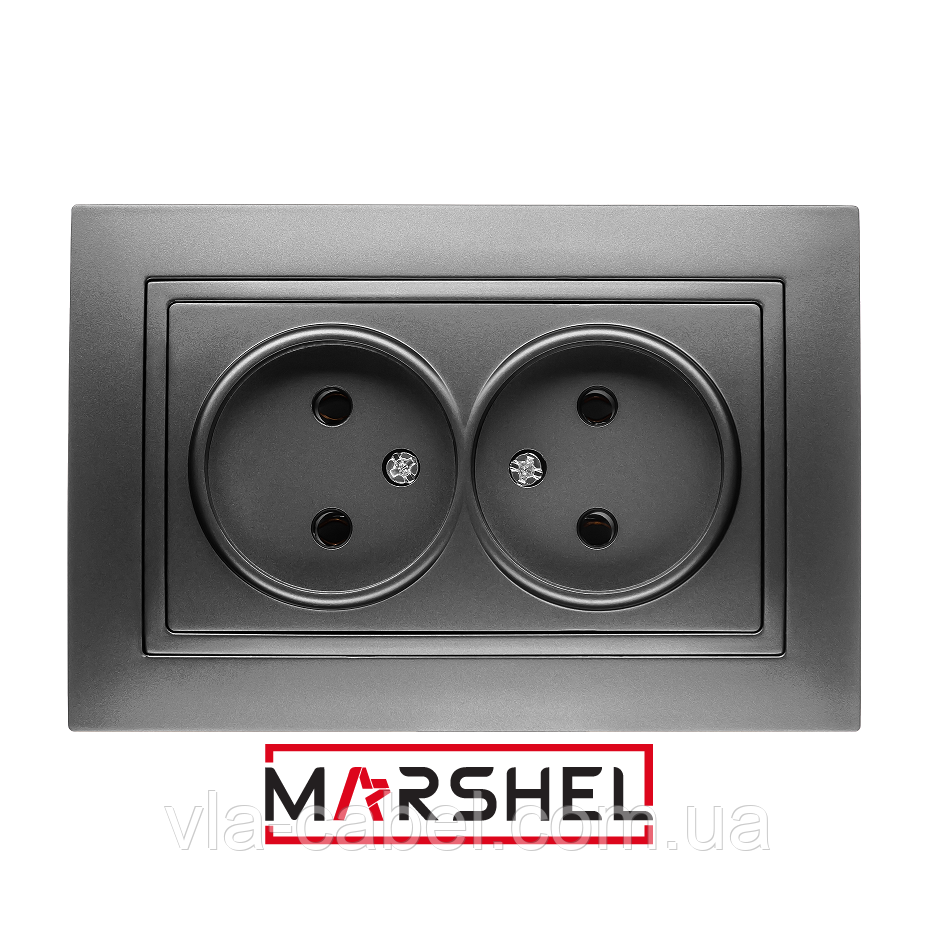 Розетка двомісна серія "ELEGANT GRAFFITE" ТМ"MARSHEL", фото 1