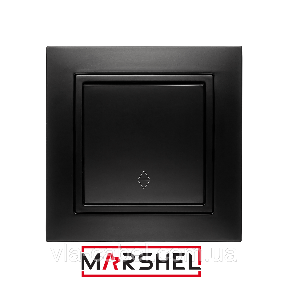 Вимикач одноклав. прохідний (2 напрямки) серія "ELEGANT BLACK" ТМ"MARSHEL", фото 1