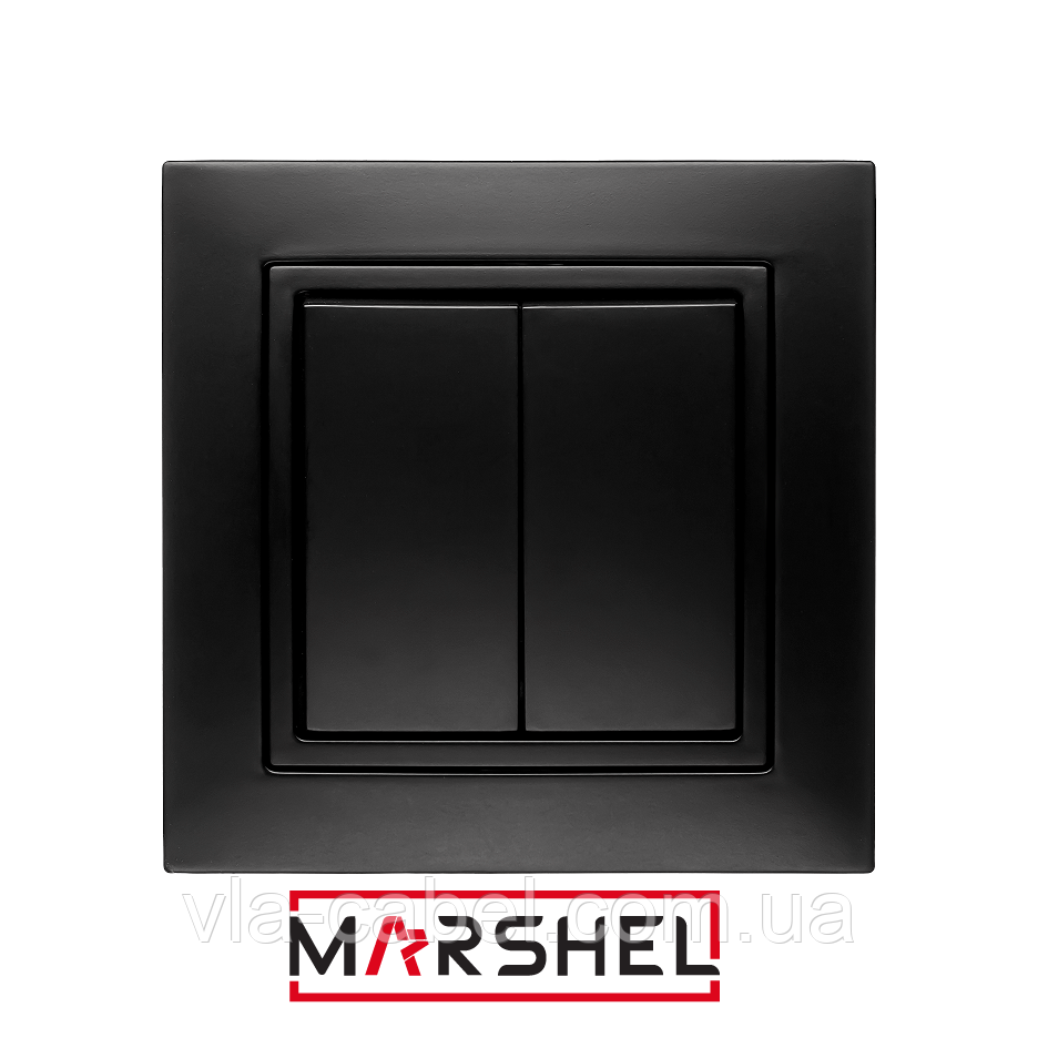 Вимикач двухкл. серія "ELEGANT BLACK" ТМ"MARSHEL", фото 1