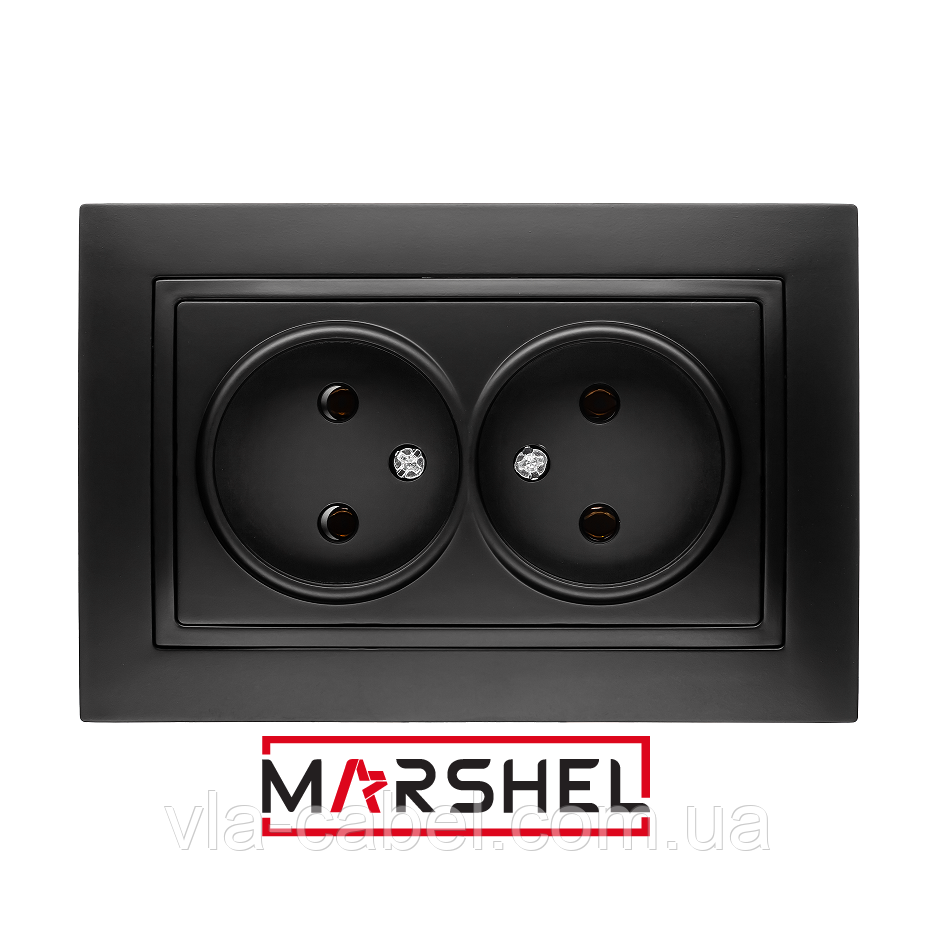 Розетка двомісна серія "ELEGANT BLACK" ТМ"MARSHEL", фото 1