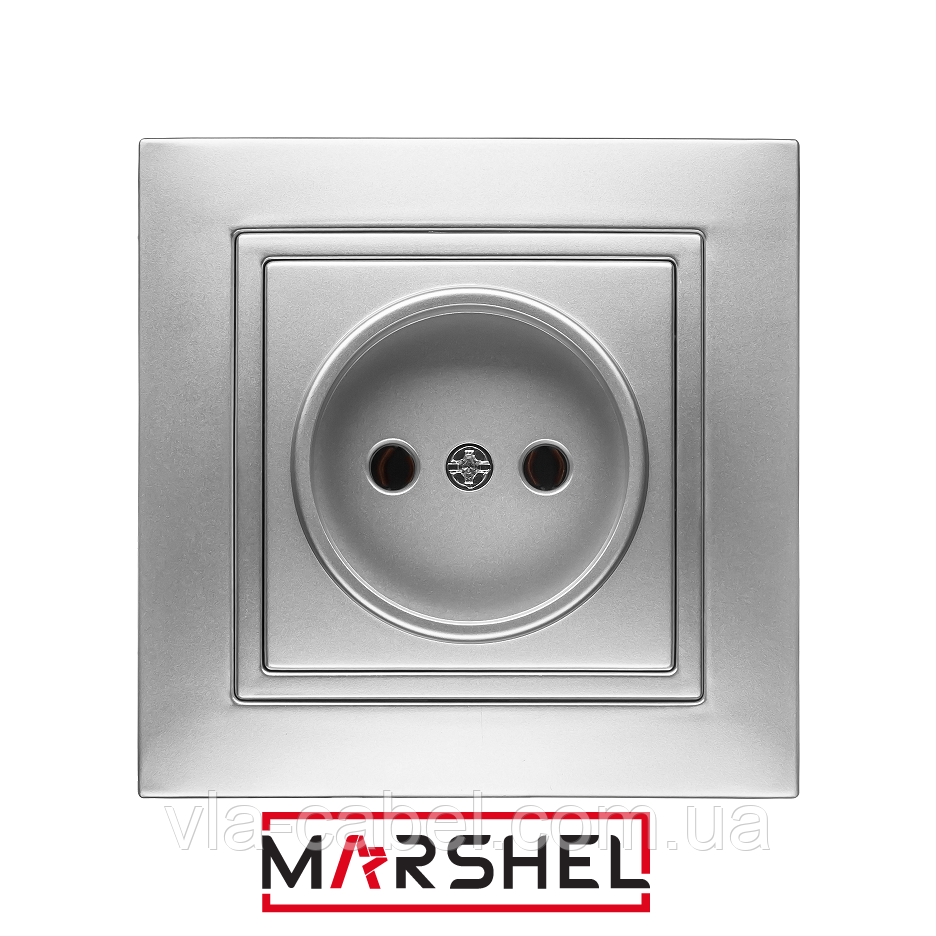 Розетка одномісна серія "ELEGANT SILVER" ТМ"MARSHEL", фото 1
