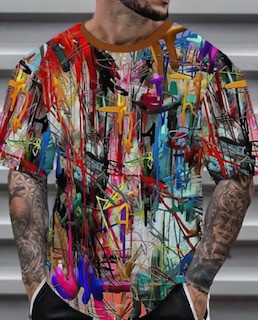 Футболка чоловіча із принтом абстрактного графіті, фото 1