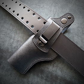 Кобура поясна шкіряна ФОРТ 14, чорна, на скобі (DOT-ARMS) Україна