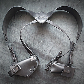 Кобура оперативна шкіряна Форт 12/17/20 прихованого носіння + паучер DOT-ARMS (чорна)