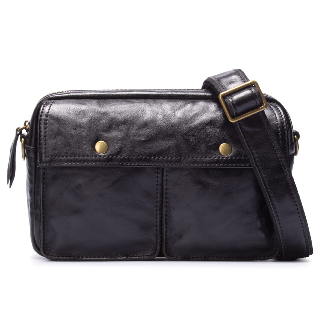 Сумка шкіряна чоловіча через плече чорна арт.00246