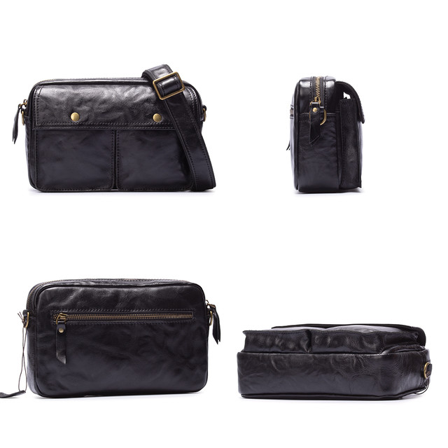 Сумка шкіряна чоловіча через плече чорна арт.00246