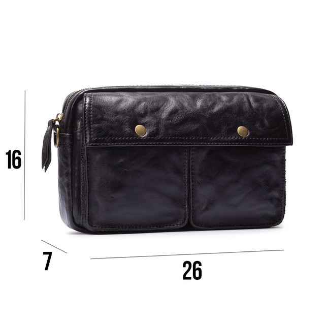 Сумка шкіряна чоловіча через плече чорна арт.00246