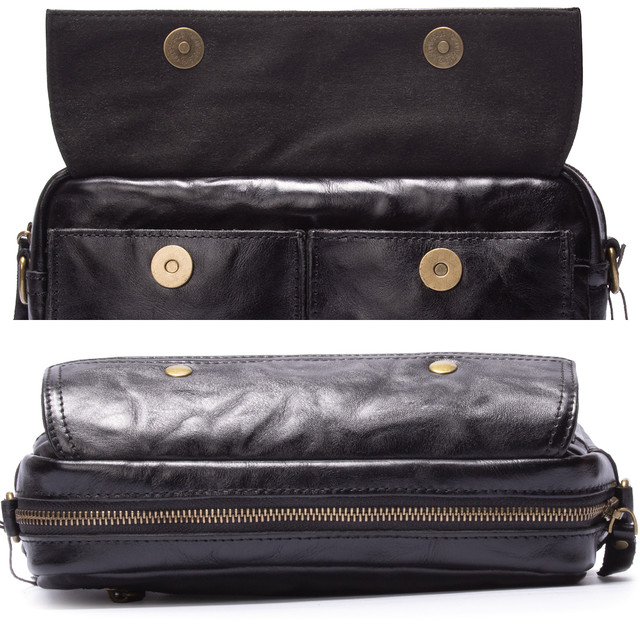 Сумка шкіряна чоловіча через плече чорна арт.00246