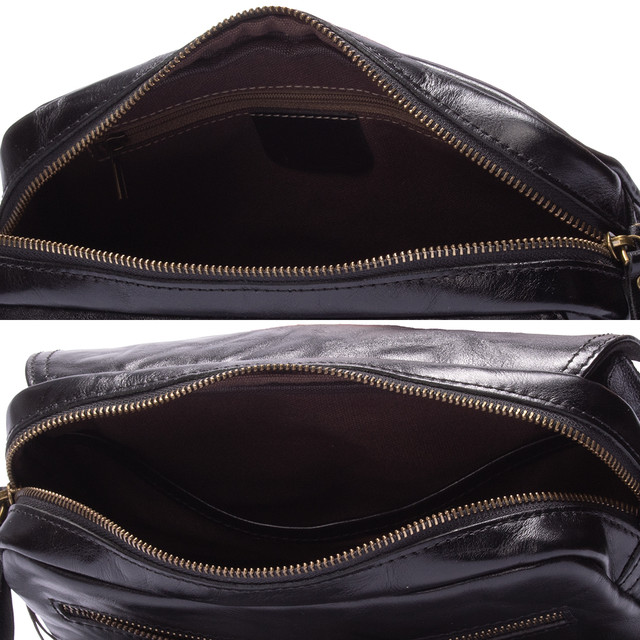 Сумка шкіряна чоловіча через плече чорна арт.00246