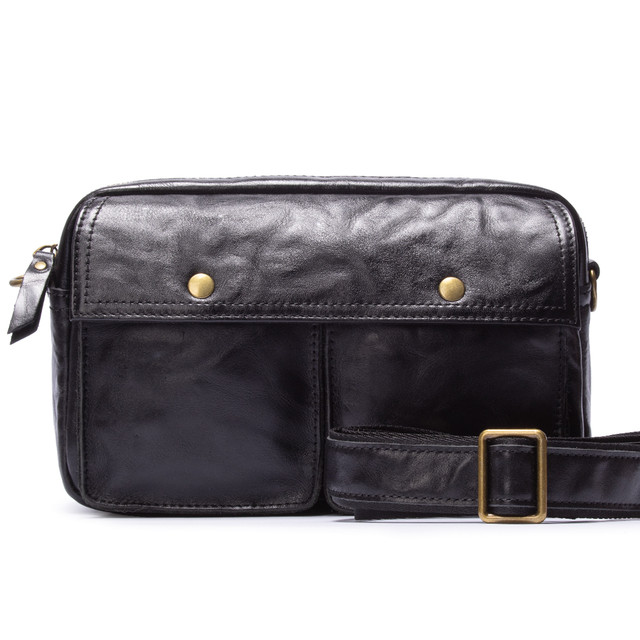 Сумка шкіряна чоловіча через плече чорна арт.00246