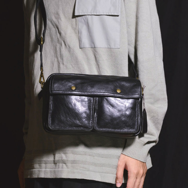 Сумка шкіряна чоловіча через плече чорна арт.00246