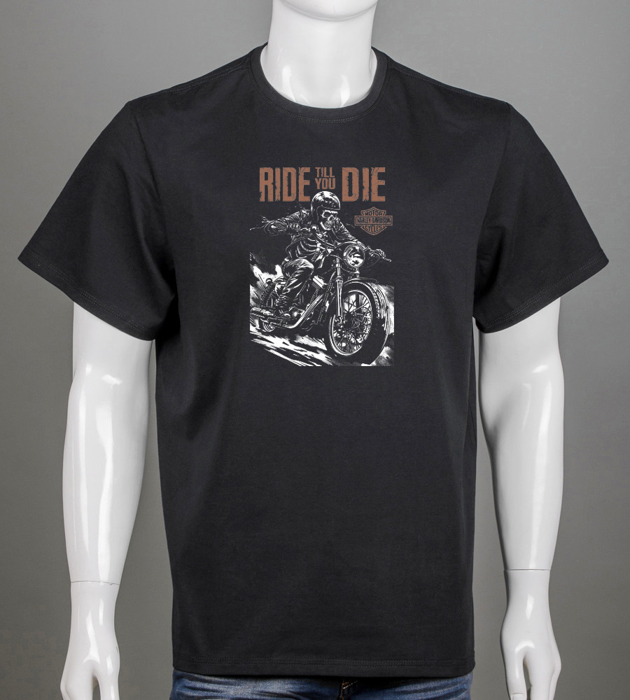 Футболка батал Ride till you die 2531б (Уп.4шт 3XL,4XL), Чорний, фото 1