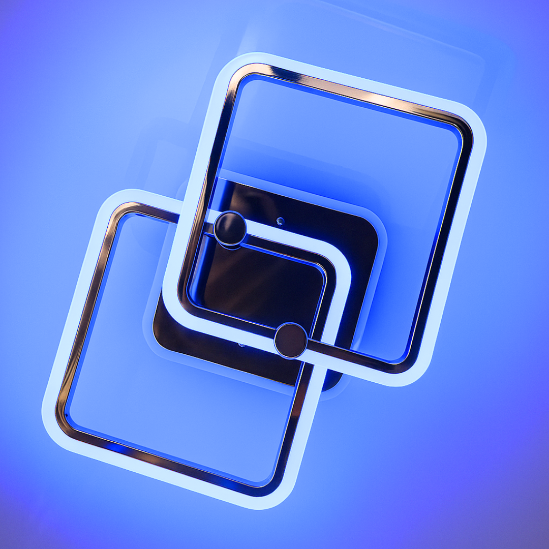 Світлодіодна люстра квадрат Vatan Light 80W до 18 м² колір Хром 1175/2 HR 3color, фото 1