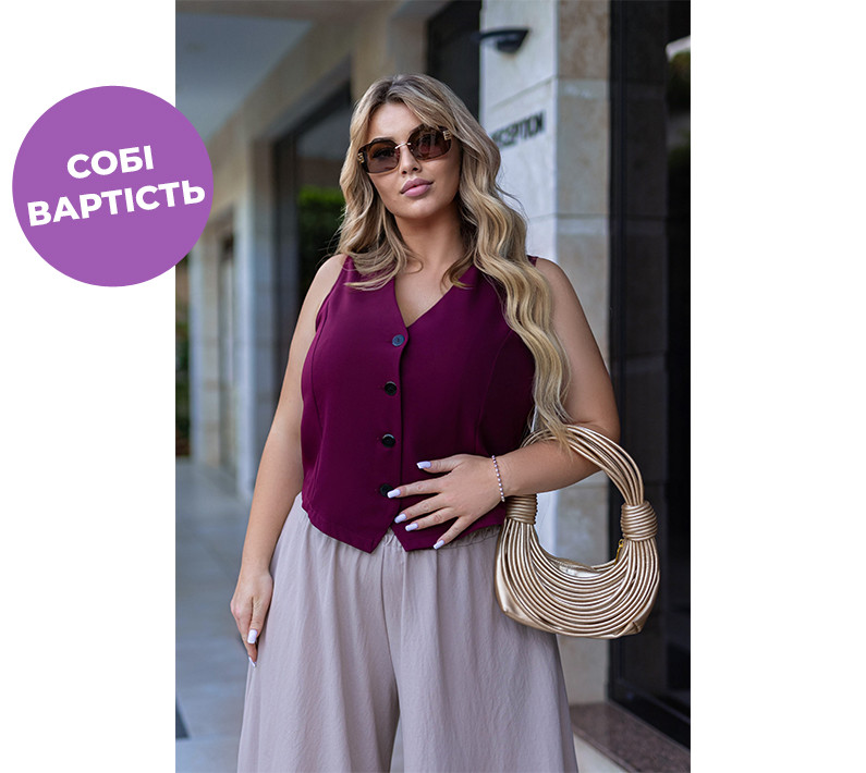 Жіночий жилет класичний "Justin" | Батал | Розпродаж моделі, фото 1