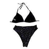 Купальник жіночий роздільний 52р чорний у білу точку з тунікою-сукня, фото 7