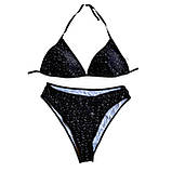 Купальник жіночий роздільний 52р чорний у білу точку з тунікою-сукня, фото 6