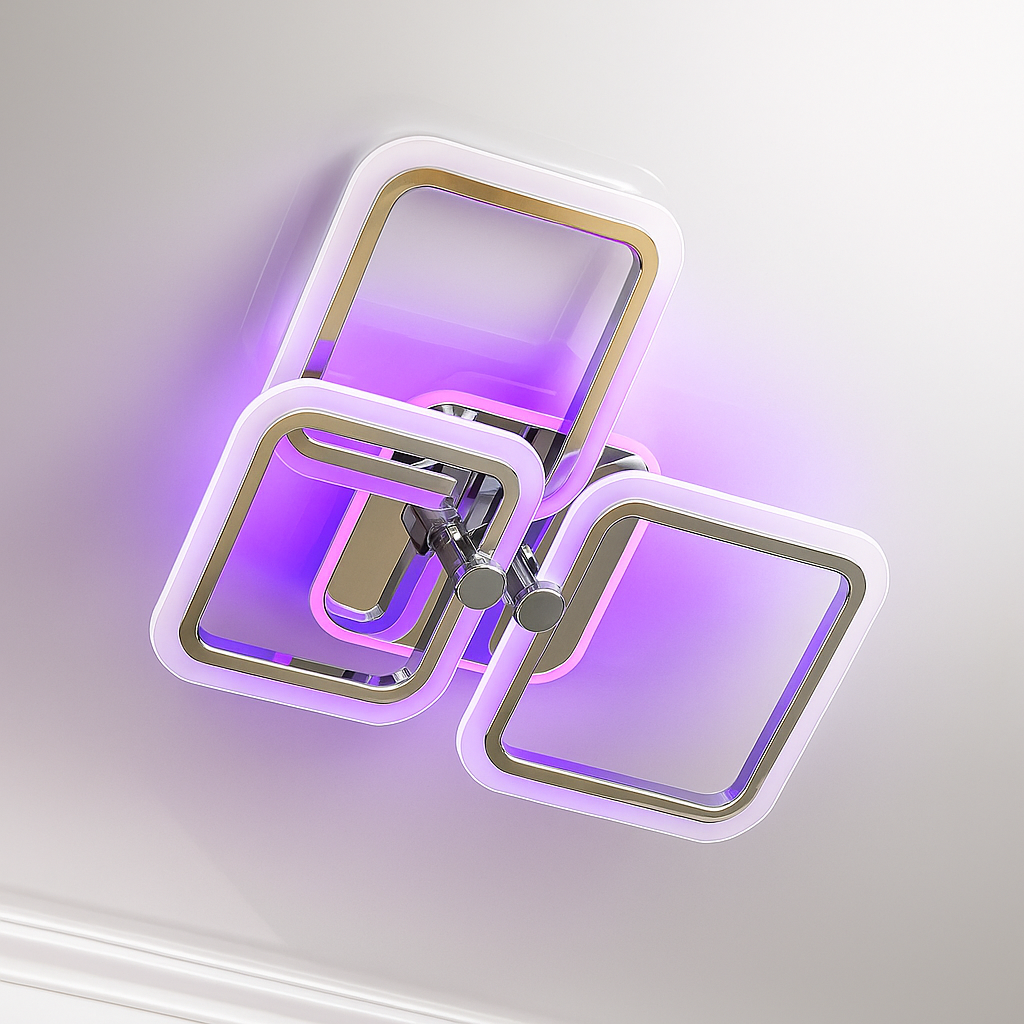 LED люстра на пульті управління Vatan Light 96W до 20 м² колір Хром 1175/3 HR 3color, фото 1