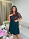 Жіноче ніжне базове святкове плаття до коліна короткий рукав прозорі вставки з вишивкою батал креп, фото 4