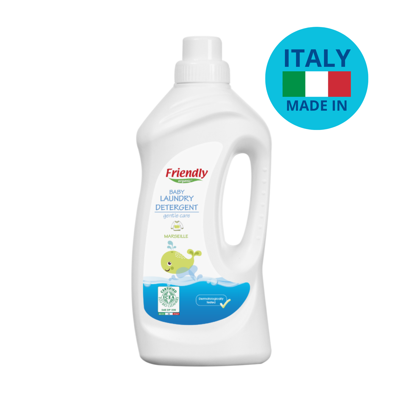 Органічний рідкий пральний порошок Friendly Organic марсельське мило 1000 мол (20 прань), фото 1
