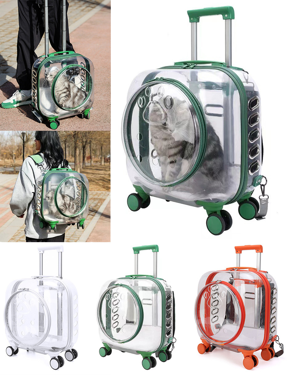 Візок переноска для котів та собак на колесах з телескопічною ручкою CP-304 40х40х22 см, фото 1