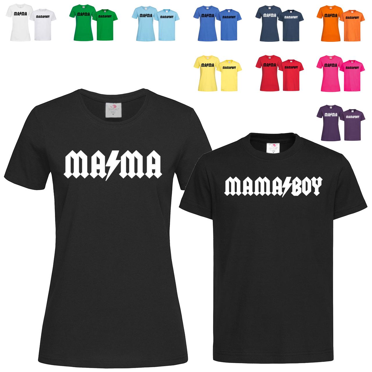 Парні чорні жіноча та дитяча футболки З малюнком для мами і сина (8-4-9), фото 1