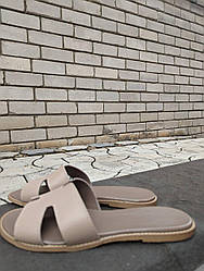 STTOPA Розміри 40-45. Шльопанці великих розмірів шкіряні. 438-4045 Бежеві