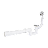 Сифон для ванни Lidz LSW05 випуск 70 мм, плоский, без ревізії, з корком на ланцюги (вихід гофра 40/50 мм)