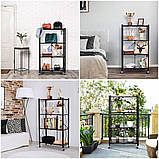 Стелаж мобільний чотириярусний універсальний розкладний з нержавіючої сталі 126х72х34см Чорний SW-00002098, фото 7