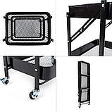 Етажерка мобільна триярусна універсальна з металу 46,5х29х77,5см Чорна SW-00002099, фото 5