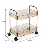 Етажерка мобільна двоярусна універсальна з акрилу та металу 40х28,5х45см Бежева SW-00002110, фото 3